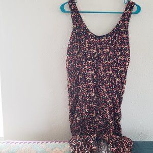 Long Black Maxi Floral Summer Dress - Size Small